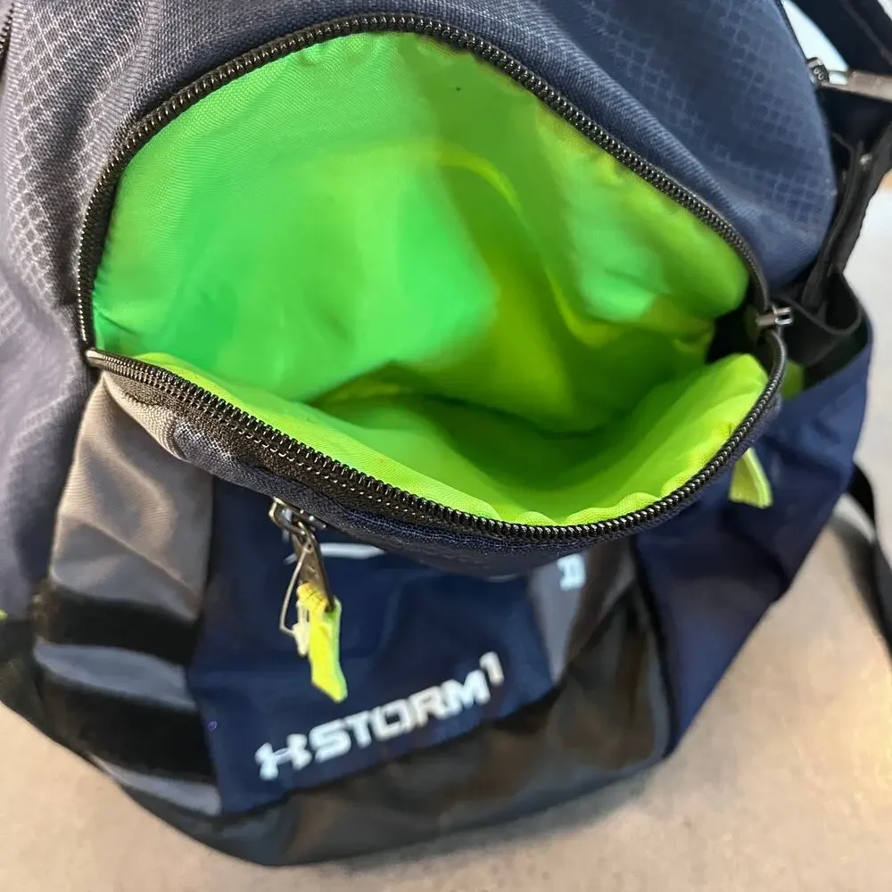 Under Armour Storm 1 Toddler size backpack blue neon green baseball bag